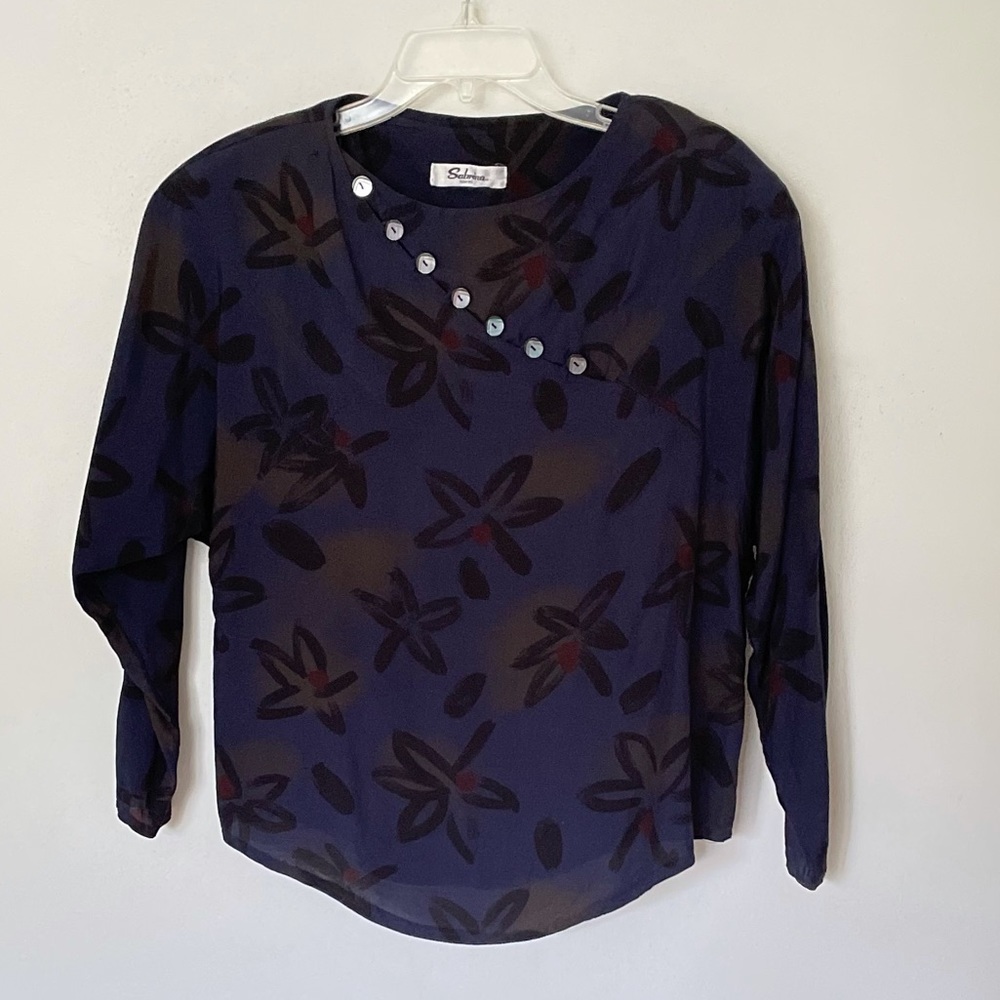 Vintage 80's Sabrina Toyota Modern Blouse Sz S/M